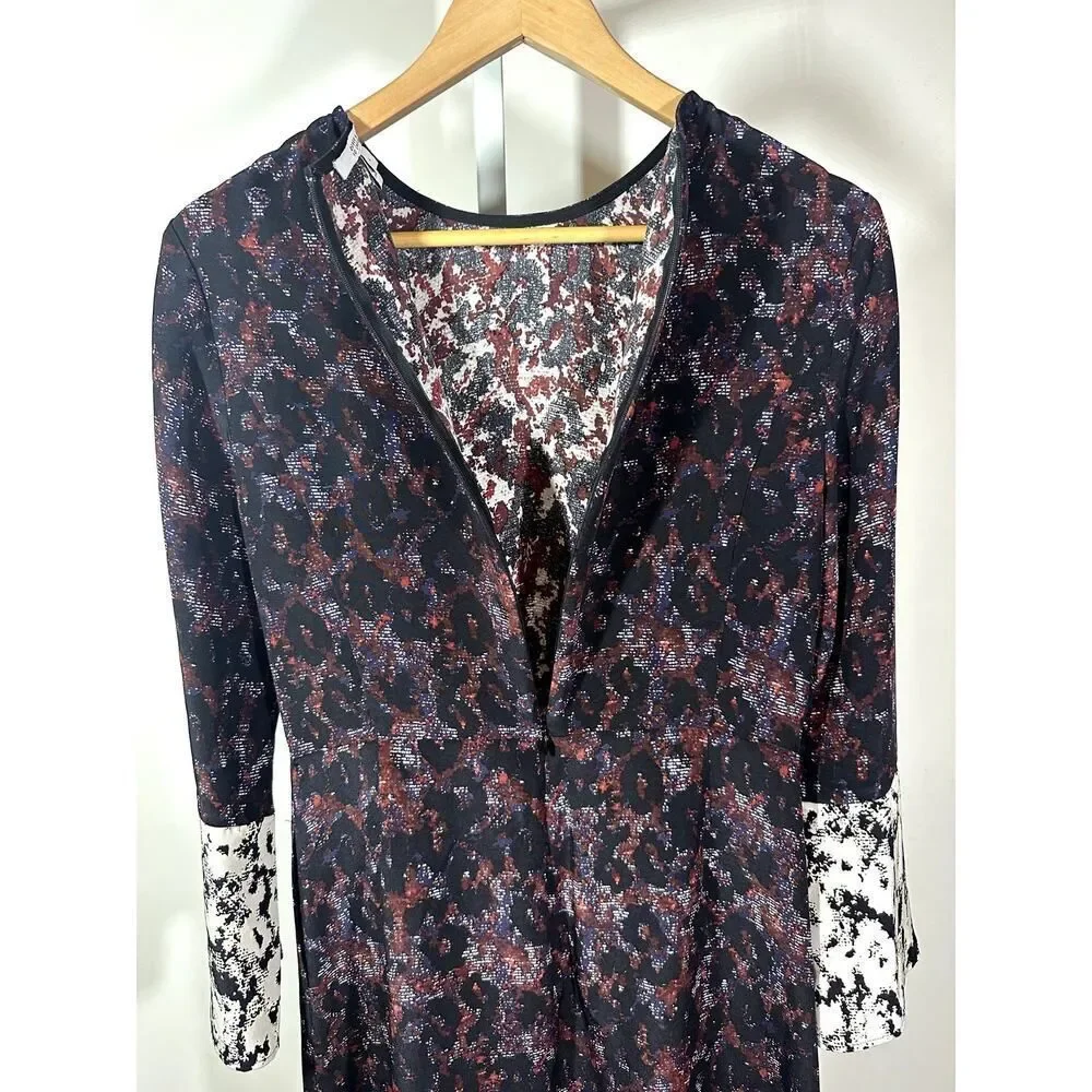 DEREK LAM 10 CROSBY Women's Bell Sleeve Allover Print Mini Dress Black Size 6